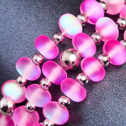 Magenta | Silber | Meerjungfrau Glas Macaron Armband
